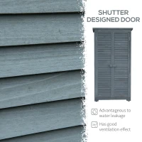 Outsunny Dulap de Exterior din Lemn cu 2 Uși Tip Jaluzea și Rafturi Interne, 87x46.5x160 cm, Gri(m-4)