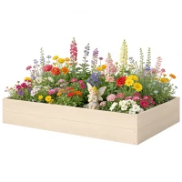 Outsunny Wooden Raised Bed for Garden, 620L Extra Large Raised Garden Bed with Open Bottom, Outdoor Elevated Planter Box(m-11)