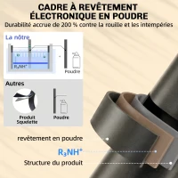 Outsunny Ensemble Bistrot de Jardin 3 Pièces Table et 2 Chaises Pliantes à Lattes Double Protection Antirouille Noir(m-4)