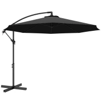 Outsunny 3m Overhanging Cantilever Parasol, with Cross Base - Black(m-1)