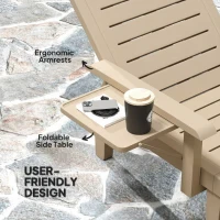 Outsunny Set of 2 Reclining Sun Loungers, 5 Positions Adjustable Outdoor Chaise Lounge Chair with Armrests, Khaki(m-5)