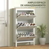 HOMCOM Sapateira para Entrada com 3 Gavetas Prateleiras Ajustáveis e Puxadores em PU para 21 Pares de Sapatos 80x24x131 cm Branco(m-4)