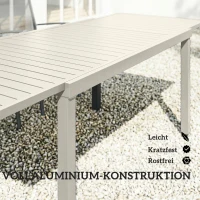 Outsunny Gartentisch Ausziehbarer 150/225 x 85 cm Aluminium Esstisch für 6-8 Personen, Rechteckig Lamellenoptik(m-5)