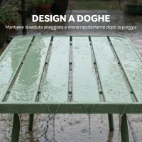 Outsunny Set Giardino 4 Pezzi, Divano Esterno Metallo con Doghe, Verde(m-7)