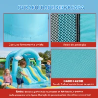 AIYAPLAY Castelo Insuflável Aquático 7 em 1 com Insuflador 450W 2 Escorregas Trampolim Piscina Cesto Coluna de Boxe 426x360x198 cm Multicor(m-6)