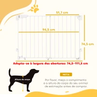 PawHut Barreira de Segurança para Cães 74,5-111,5 cm Porta com Fecho Automático Branco(m-3)