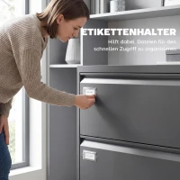 HOMCOM Rollcontainer mit 2 Schubladen abschließbar Aktenschrank mit verstellbarem Hängeregistratur 90 x 40 x 77,4 cm Schwarz(m-6)