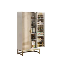 HOMCOM Armario Despensa Cocina con 2 Puertas con 12 Estantes Alacena Moderna con 5 Estantes Ajustables Blanco(m-10)