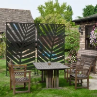 Outsunny Lot de 2 paravents séparateur de jardin balcon décoratif extérieur à motif végétal en acier 122 x 45 x 198 cm noir(m-10)