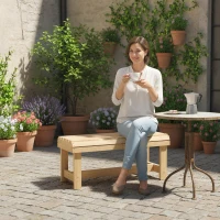 Outsunny Wooden Outdoor Bench, 2 Seater Garden Bench, Backless Patio Bench with Slatted Curved Seat, Natural Wood Finish(m-9)