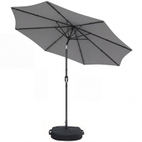 Outsunny 2.7 m Garden Parasol Umbrella with Cross Base and Sandbag, Retractable Ribs, Outdoor Table Market Umbrella, Light Grey