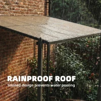 Outsunny 3.6 x 3 m Lean to Garden Pergola with PC Roof, Aluminium Frame Hardtop Gazebo Pergola with Drainage Gutters, Dark Grey(m-5)