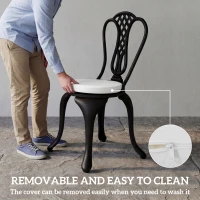 Outsunny Outdoor Bistro Chair Cushions Set of 4 with Removable Cover, 41 x 41 x 5 cm Round Seat Cushions with Ties, White(m-7)