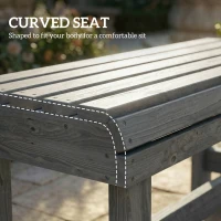 Outsunny Wooden Outdoor Bench, 2 Seater Garden Bench, Backless Patio Bench with Slatted Curved Seat, Grey Embossed Finish(m-5)