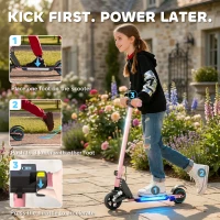 SPORTNOW Folding Electric Scooter for Kids, with Dual Brakes, Front Suspension, LED Colourful Lights, Pink(m-4)