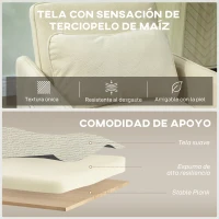 HOMCOM Sillón Cama Individual 3 en 1 Sofá Cama Plegable con Respaldo Ajustable y Cojín para Salón 74x85,5x82 cm Beige(m-6)
