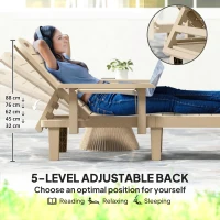 Outsunny Set of 2 Reclining Sun Loungers, 5 Positions Adjustable Outdoor Chaise Lounge Chair with Armrests, Khaki(m-4)