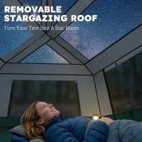 Outsunny Cabin Tent Easy Setup 3000mm Waterproof Camping Tent 4 Person with Carrying Bag Green(m-5)