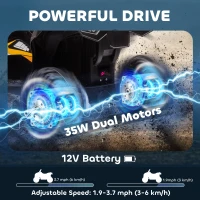 HOMCOM 12V Ride-On Quad Bike w/ Music, Horn, for Ages 3+ Years - Yellow(m-4)