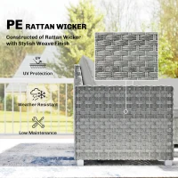 Outsunny 6 Seater Rattan Garden Furniture Set with 3 Sofas, 2 Footstools, Table, Patio Rattan Furniture Sofa Sets, Grey(m-5)