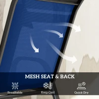 Outsunny Five-Piece Steel Patio Set, with Glass-Top Table - Dark Blue(m-5)