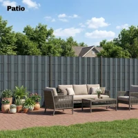 Outsunny Set 4 Pezzi Frangivista da Giardino Anti UV Impermeabile con Fermagli, in PP, 3500x19 cm, Grigio(m-8)