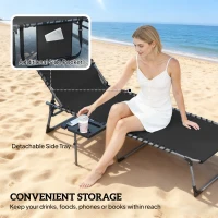 Outsunny Five-Position Reclining Sun Loungers Set of 2 - Black(m-6)