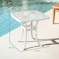 Outsunny Outdoor Garden Table with 38mm Dia. Umbrella Hole, Cast Aluminium Patio End Table with Anti-slip Foot Pads for Garden(m-3)