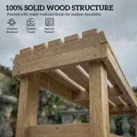 Outsunny Wooden Outdoor Bench, 2 Seater Garden Bench, Backless Patio Bench with Slatted Curved Seat, Natural Wood Finish(m-4)