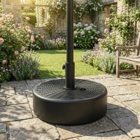 Outsunny Patio Umbrella Base 22kg Sand Filled Garden Parasol Stand forfor 38mm/48mm Poles, Black(m-9)