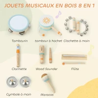 AIYAPLAY Instruments de Musique pour Enfants, Jouets Musicaux en Bois d'Inspiration avec Tambourin et Maracas pour Enfants 3+ Ans(m-4)