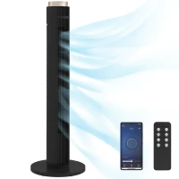 HOMCOM Tower Fan with WiFi App Control, Standing Floor Fan with 3 Speed 4 Modes, 12 Hour Timer and Night Light Black(m-10)