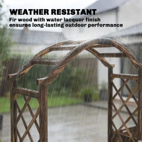 Outsunny Wooden Garden Arch with 2 Planter Boxes, Outdoor Rose Arch Trellis for Climbing Vines, Carbonised(m-6)