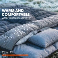 Outsunny Double Sleeping Bag with 2 Pillows, 220 x 160 cm Extra-Large Sleeping Bag for Adults, Black and Grey(m-5)