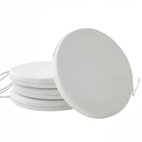 Outsunny Outdoor Bistro Chair Cushions Set of 4 with Removable Cover, 41 x 41 x 5 cm Round Seat Cushions with Ties, White(m-10)