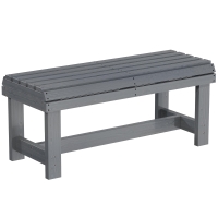 Outsunny Wooden Outdoor Bench, 2 Seater Garden Bench, Backless Patio Bench with Slatted Curved Seat, Grey Embossed Finish