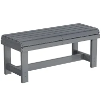 Outsunny Wooden Outdoor Bench, 2 Seater Garden Bench, Backless Patio Bench with Slatted Curved Seat, Grey Embossed Finish(m-1)