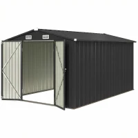 Outsunny 12 x 8 ft Garden Shed, Outdoor Storage Shed with 4 Vents and Lockable Double Doors, Dark Grey(m-11)