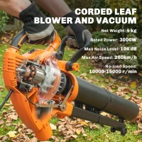 Outsunny Elektryczna dmuchawa i odkurzacz do liści 3000W 3 w 1 z workiem 40L, 4 kołami, regulowanym paskiem na ramię, pomarańczowy(m-5)