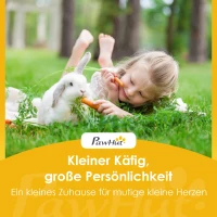 PawHut Hasenstall erhöhter Kaninchenstall aus Holz mit aufklappbar Bitumendach herausziehbarer Schublade 90x45x65 cm Grau(m-9)