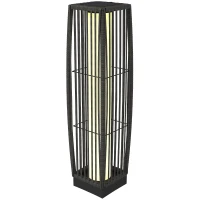 Outsunny Solar Rattan Floor Lamp, Outdoor Garden Lantern with Auto On/Off LED Lights, IP44 for Patio, Terrace, Dark Grey(m-11)