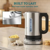 HOMCOM Electric Kettle, 1.7L, Fast Boil, 3kW Water Kettle with UK Strix Thermostat, Keep Warm Function, LCD Base, Silver Tone(m-9)