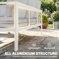 Outsunny 5 Pieces Aluminium Garden Furniture Set with Olefin Cushions, Extra Deep Outdoor Garden Sofa Set, White(m-6)