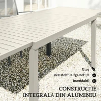 Outsunny Masă de Grădină Extensibilă pentru 6-8 Persoane, din Aluminiu cu Blat cu Lamele, Alb(m-5)