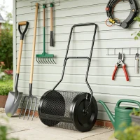 Outsunny Compost Spreader, 20" Peat Moss Spreader with Detachable U-Shaped Handle and Metal Mesh Basket(m-8)