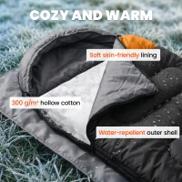 Outsunny Sleeping Bag for Adults, Lightweight & Compact Sleeping Bag, 3 Seasons, Grey(m-4)