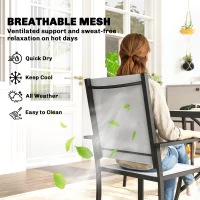 Outsunny Garden Dining Set for 4 with Umbrella Hole, Stackable Chairs and Rectangular Glass-Top Outdoor Table, Light Grey(m-6)