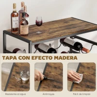 HOMCOM Botellero para 30 Botellas de 6 Niveles con Encimera de Efecto Madera Estilo Industrial 59x30x88,5 cm Marrón Rústico(m-5)