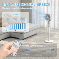 HOMCOM Wentylator stojący cyrkulator powietrza z 3 prędkościami, pilotem, timerem i oscylacją 70°+90°(m-7)