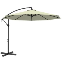 Outsunny 3m Overhanging Cantilever Parasol, with Cross Base - Beige(m-1)